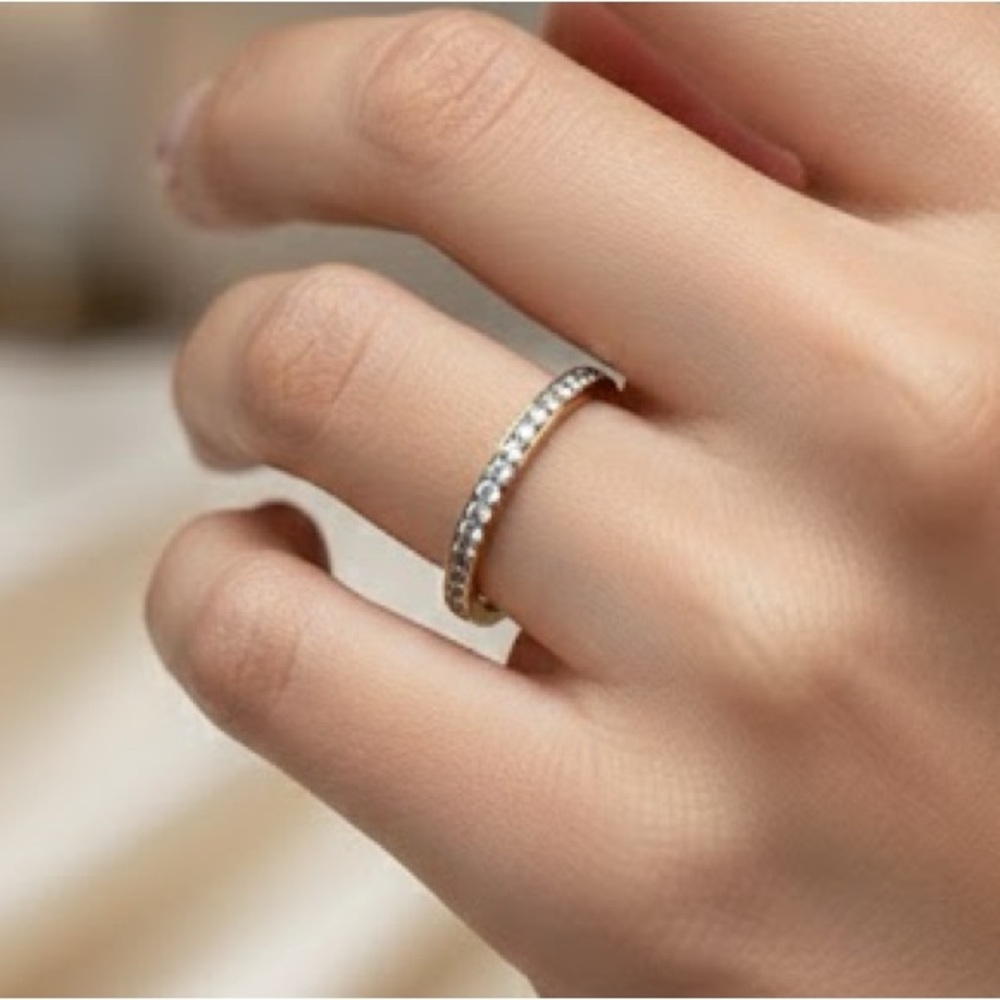 Size 5 1/4 Stainless steel eternity band with zircon